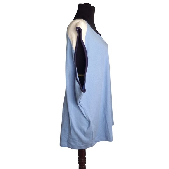 Prospirit 3X Tank Top Light Blue Sleeveless Contrast Trim Notched Neckline NEW - Picture 4 of 6